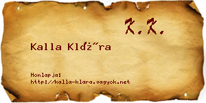 Kalla Klára névjegykártya